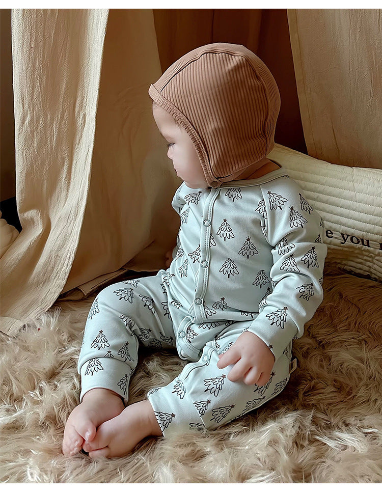 Long-Sleeve Printed Romper プリント 長袖カバーオール【mh0012327】 Beitaoya