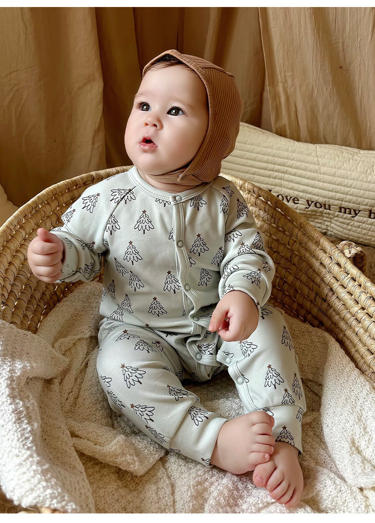 Long-Sleeve Printed Romper プリント 長袖カバーオール【mh0012327】 Beitaoya