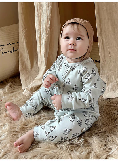 Long-Sleeve Printed Romper プリント 長袖カバーオール【mh0012327】 Beitaoya