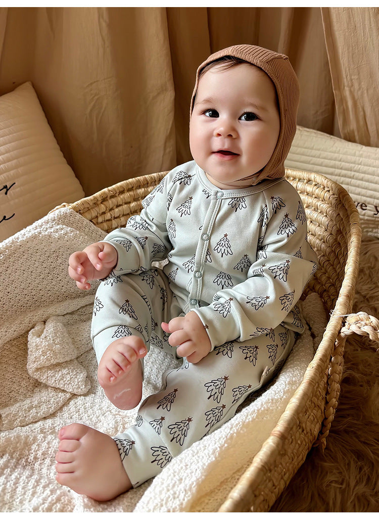 Long-Sleeve Printed Romper プリント 長袖カバーオール【mh0012327】 Beitaoya