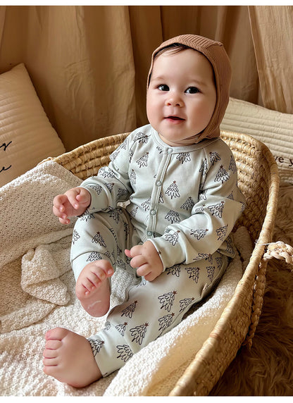 Long-Sleeve Printed Romper プリント 長袖カバーオール【mh0012327】 Beitaoya