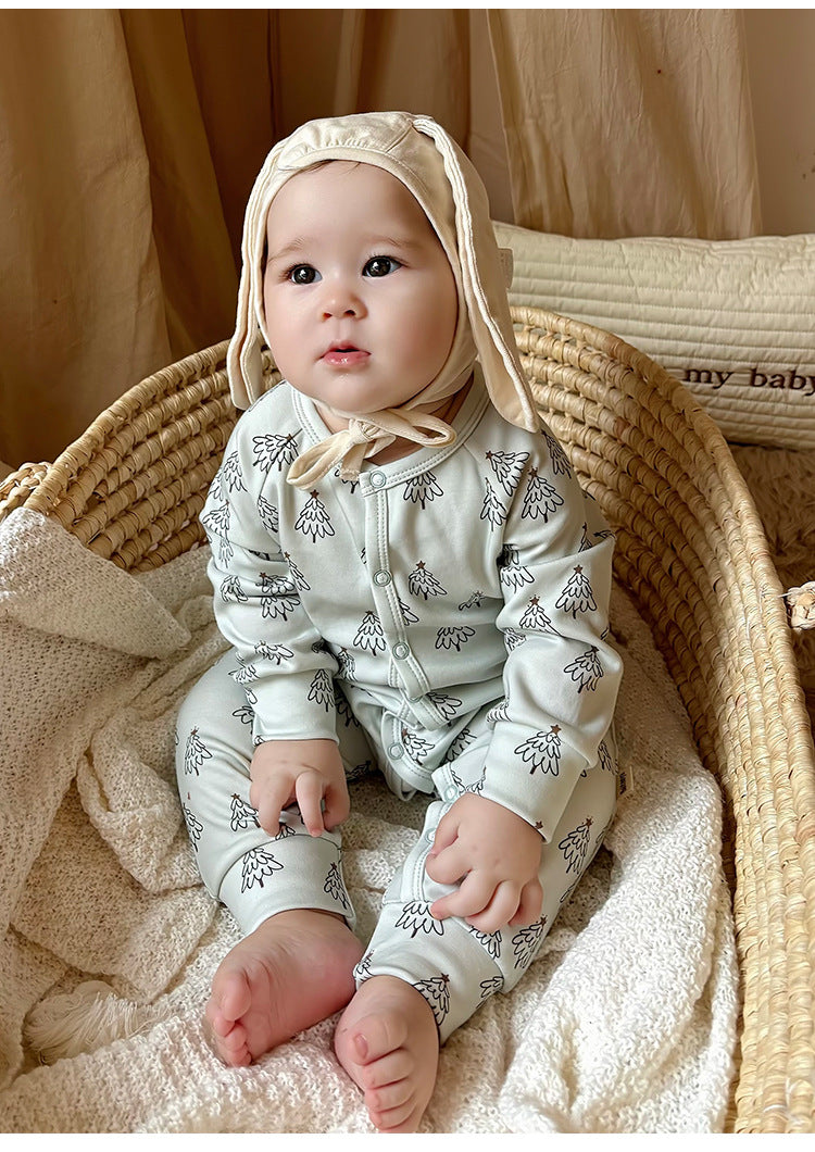 Long-Sleeve Printed Romper プリント 長袖カバーオール【mh0012327】 Beitaoya