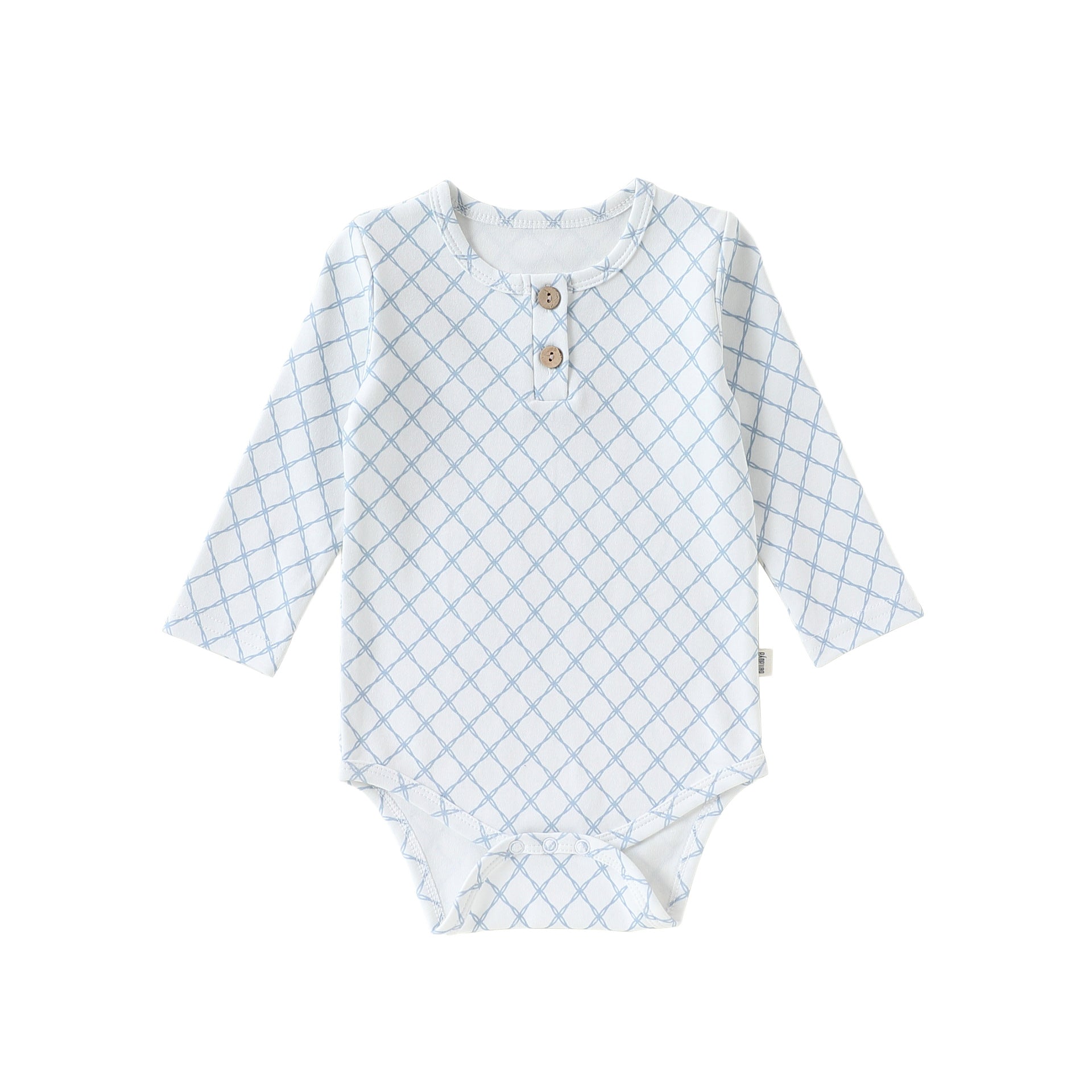 Long-Sleeve Printed Romper プリント 長袖ロンパース【mh0012331】 66cm / Blue check mamahalo shop