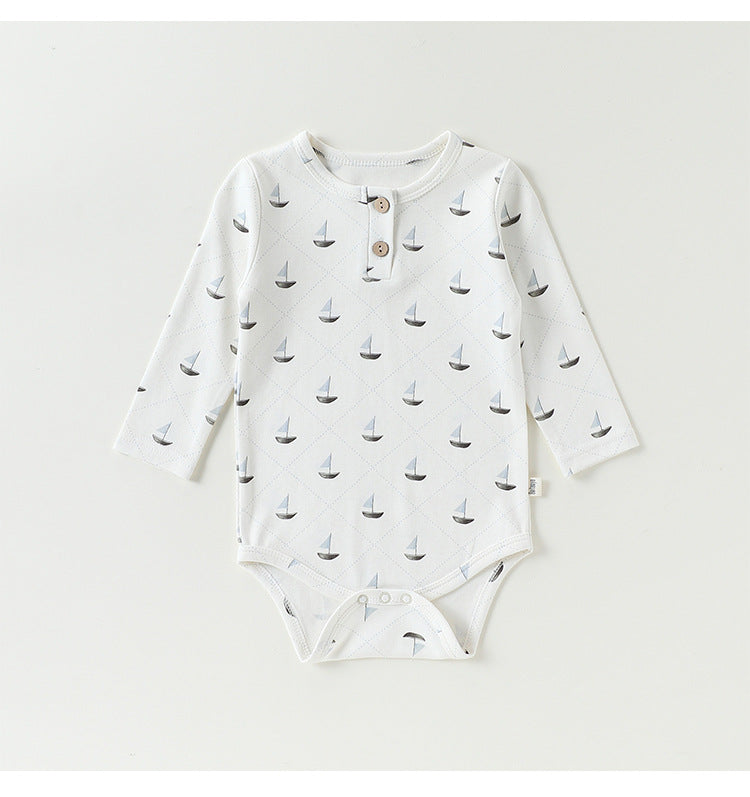 Long-Sleeve Printed Romper プリント 長袖ロンパース【mh0012331】 Beitaoya