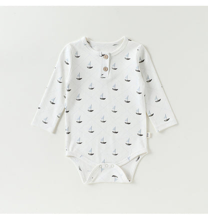 Long-Sleeve Printed Romper プリント 長袖ロンパース【mh0012331】 Beitaoya