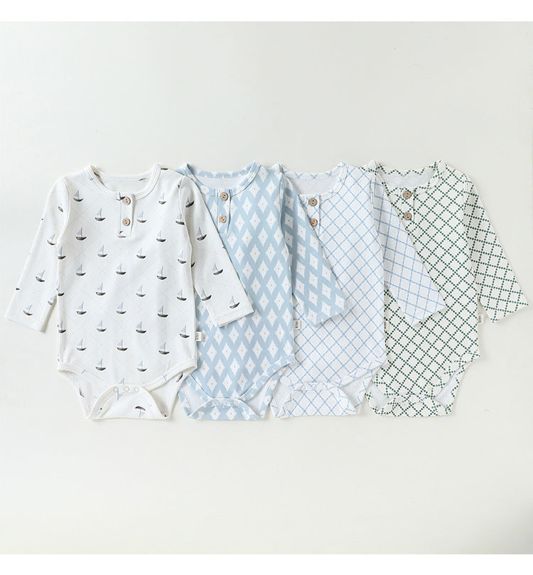 Long-Sleeve Printed Romper プリント 長袖ロンパース【mh0012331】 Beitaoya