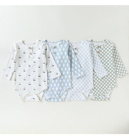Long-Sleeve Printed Romper プリント 長袖ロンパース【mh0012331】 Beitaoya