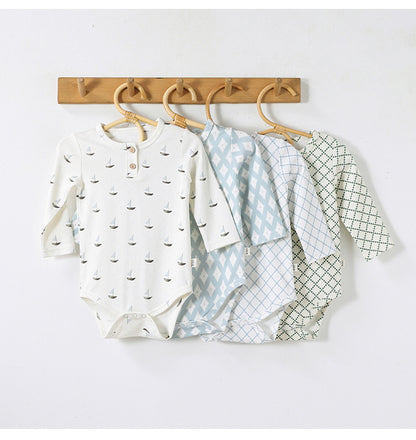 Long-Sleeve Printed Romper プリント 長袖ロンパース【mh0012331】 Beitaoya