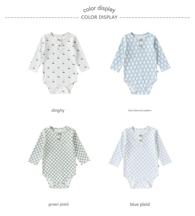 Long-Sleeve Printed Romper プリント 長袖ロンパース【mh0012331】 Beitaoya