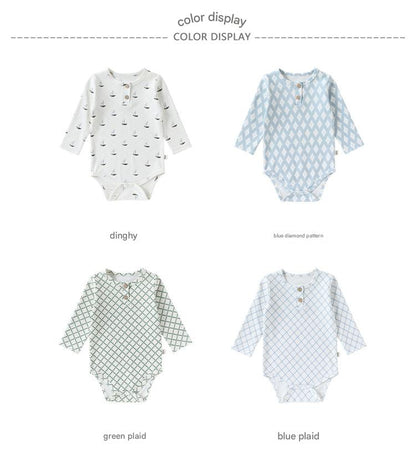 Long-Sleeve Printed Romper プリント 長袖ロンパース【mh0012331】 Beitaoya