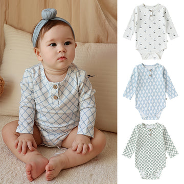 Long-Sleeve Printed Romper プリント 長袖ロンパース【mh0012331】 mamahalo shop