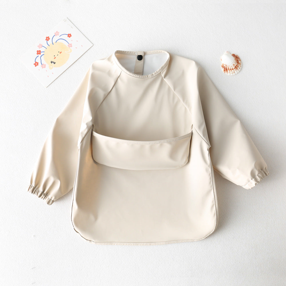 Long Sleeve PU Waterproof Bib 長袖 PU 防水 お食事エプロン【mh0012236】 beige / S mamahalo accessories よだれかけ