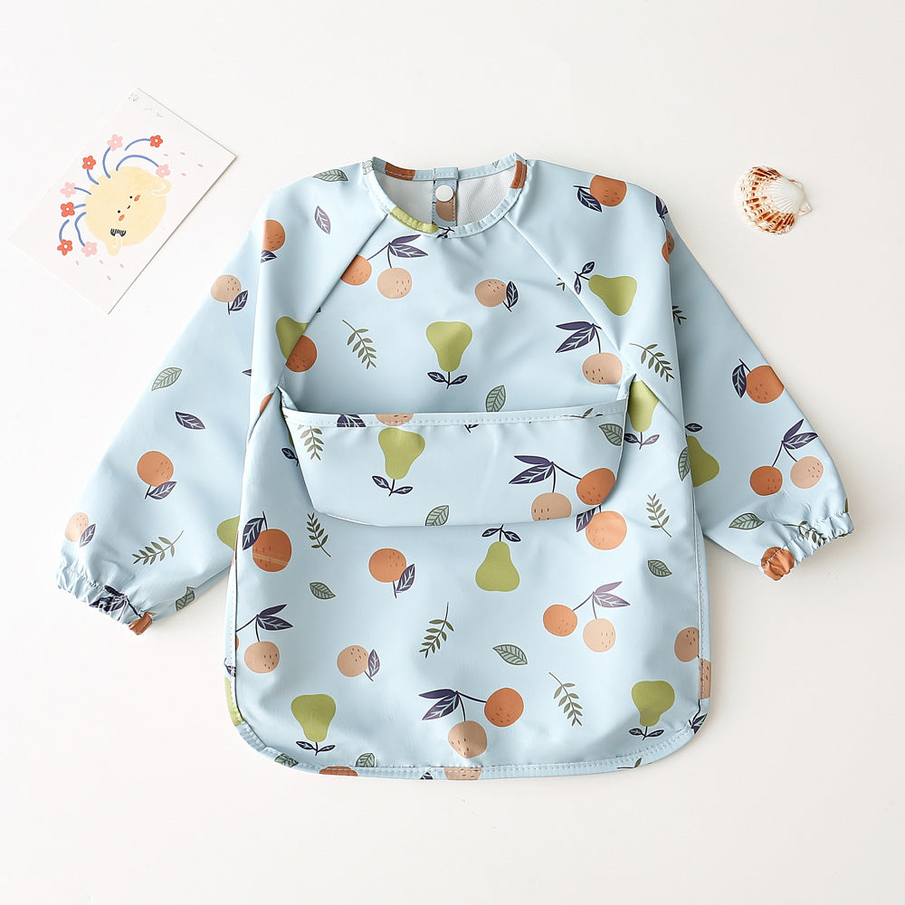 Long Sleeve PU Waterproof Bib 長袖 PU 防水 お食事エプロン【mh0012236】 blue pear orange / S mamahalo accessories よだれかけ