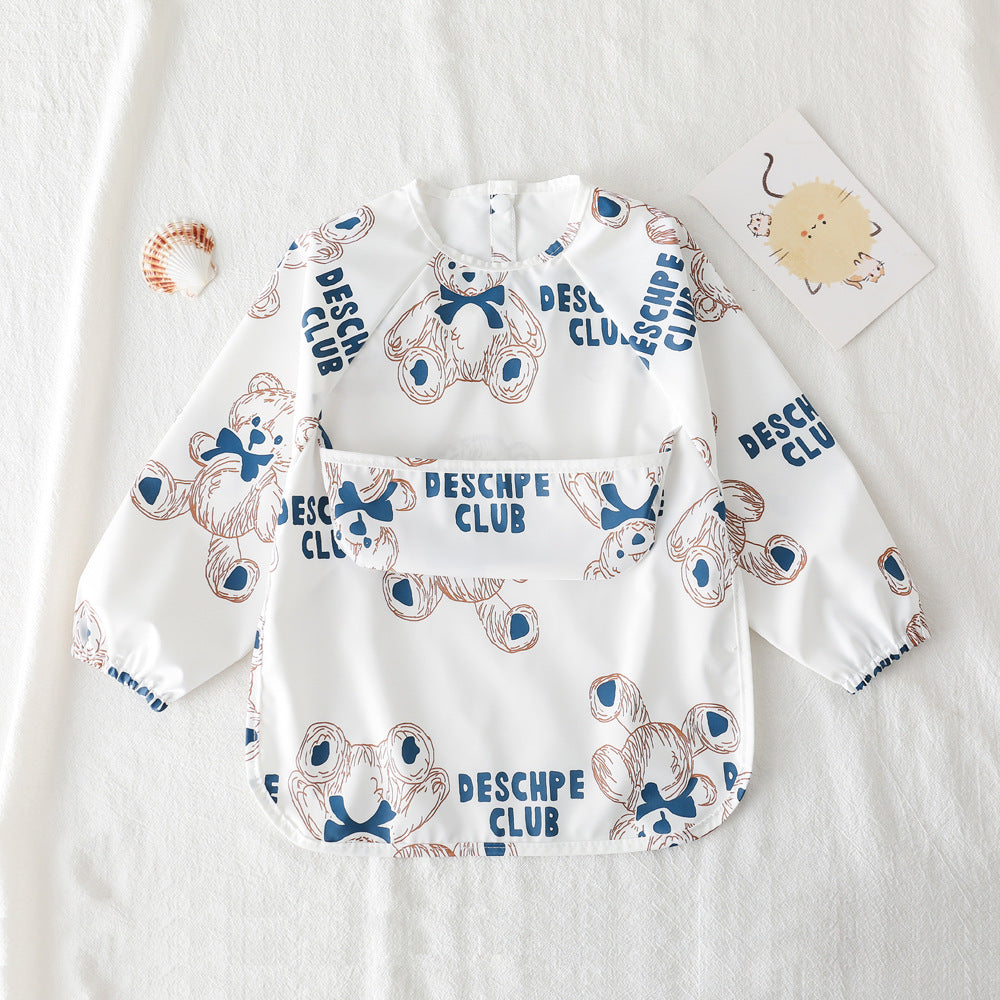 Long Sleeve PU Waterproof Bib 長袖 PU 防水 お食事エプロン【mh0012236】 colorful bear / S mamahalo accessories よだれかけ