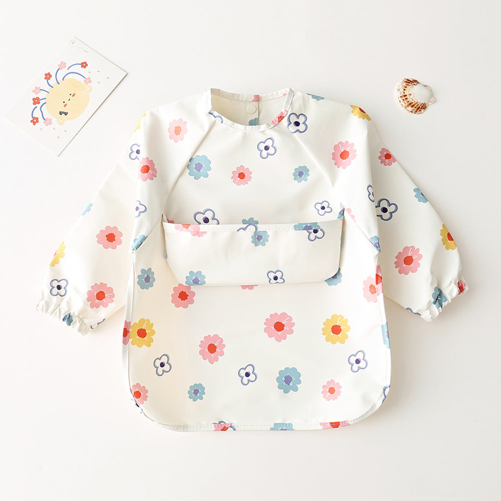 Long Sleeve PU Waterproof Bib 長袖 PU 防水 お食事エプロン【mh0012236】 dance among the flowers / S mamahalo accessories よだれかけ