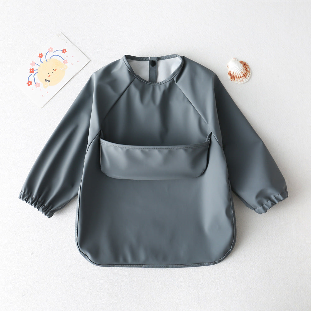 Long Sleeve PU Waterproof Bib 長袖 PU 防水 お食事エプロン【mh0012236】 dark gray / S mamahalo accessories よだれかけ