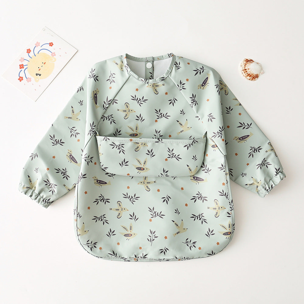 Long Sleeve PU Waterproof Bib 長袖 PU 防水 お食事エプロン【mh0012236】 green swallow / S mamahalo accessories よだれかけ