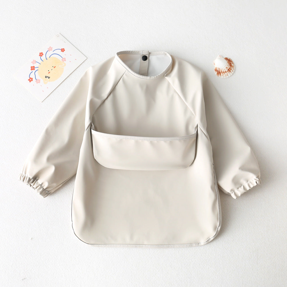 Long Sleeve PU Waterproof Bib 長袖 PU 防水 お食事エプロン【mh0012236】 light gray / S mamahalo accessories よだれかけ