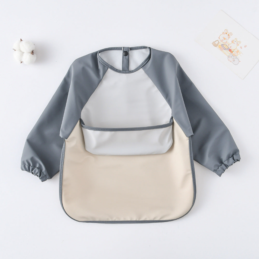Long Sleeve PU Waterproof Bib 長袖 PU 防水 お食事エプロン【mh0012236】 mamahalo accessories よだれかけ