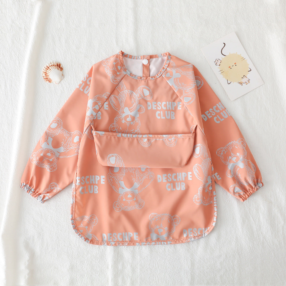 Long Sleeve PU Waterproof Bib 長袖 PU 防水 お食事エプロン【mh0012236】 orange bear / S mamahalo accessories よだれかけ