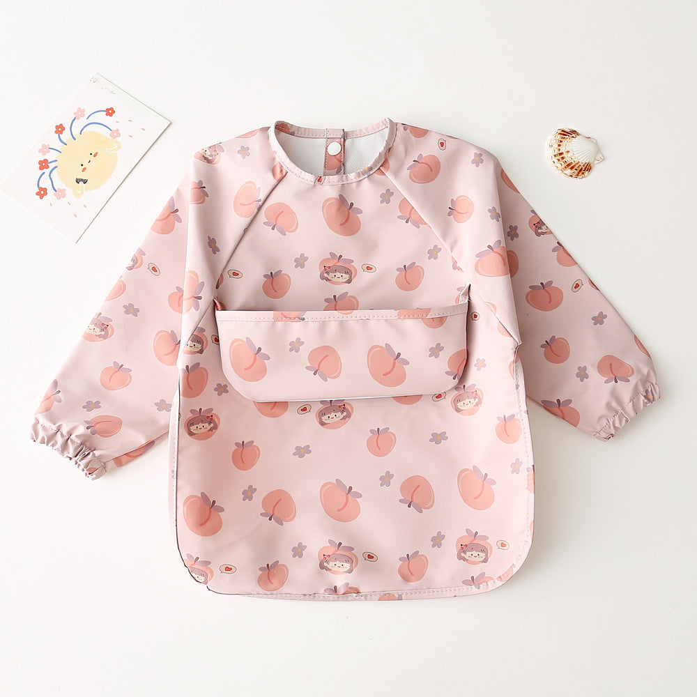 Long Sleeve PU Waterproof Bib 長袖 PU 防水 お食事エプロン【mh0012236】 peach girl / S mamahalo accessories よだれかけ