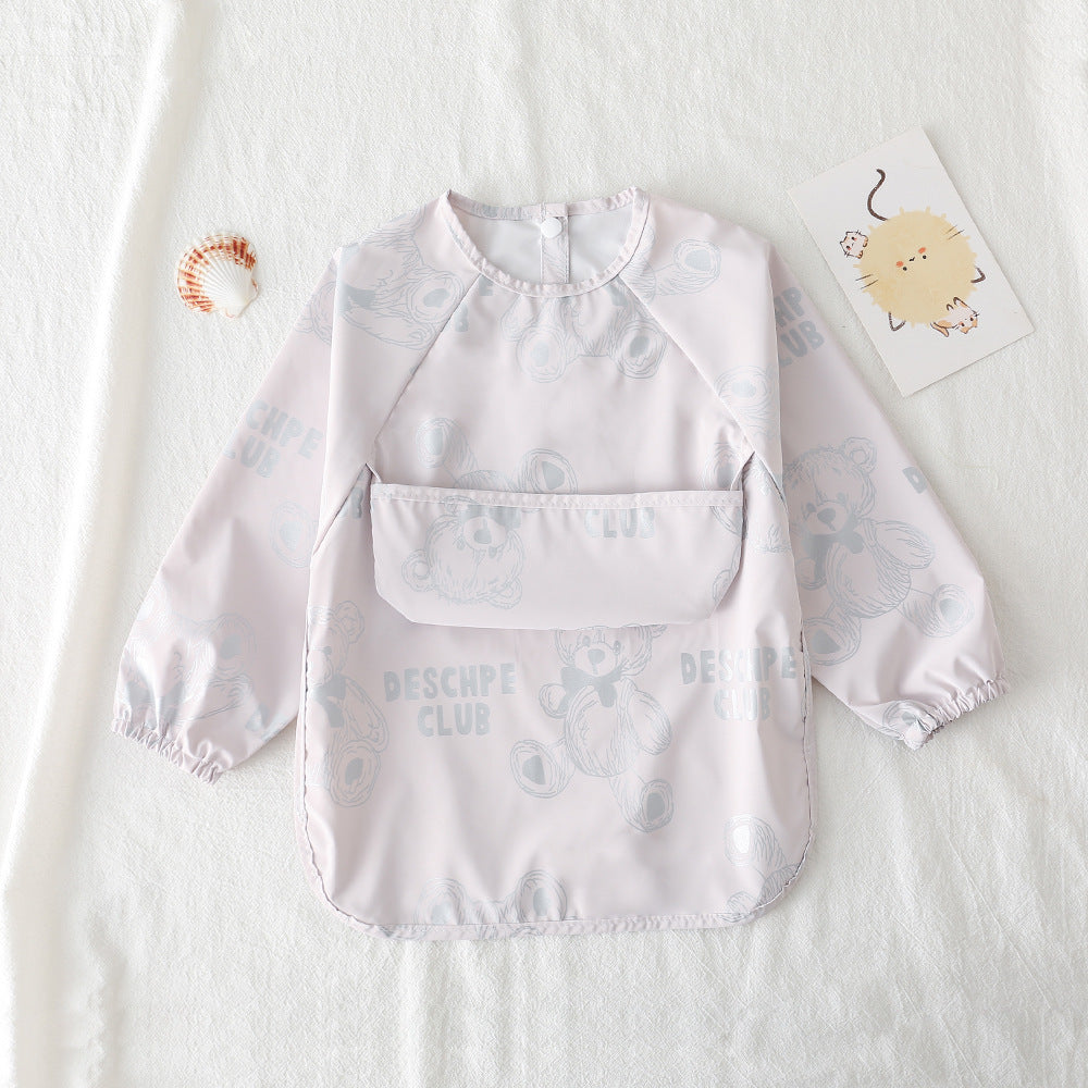 Long Sleeve PU Waterproof Bib 長袖 PU 防水 お食事エプロン【mh0012236】 pink bear / S mamahalo accessories よだれかけ
