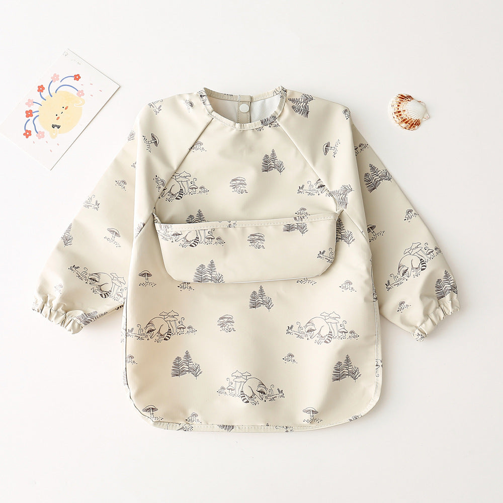 Long Sleeve PU Waterproof Bib 長袖 PU 防水 お食事エプロン【mh0012236】 raccoon / S mamahalo accessories よだれかけ