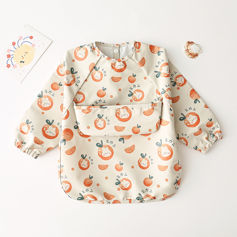 Long Sleeve PU Waterproof Bib 長袖 PU 防水 お食事エプロン【mh0012236】 rice orange rabbit / S mamahalo accessories よだれかけ