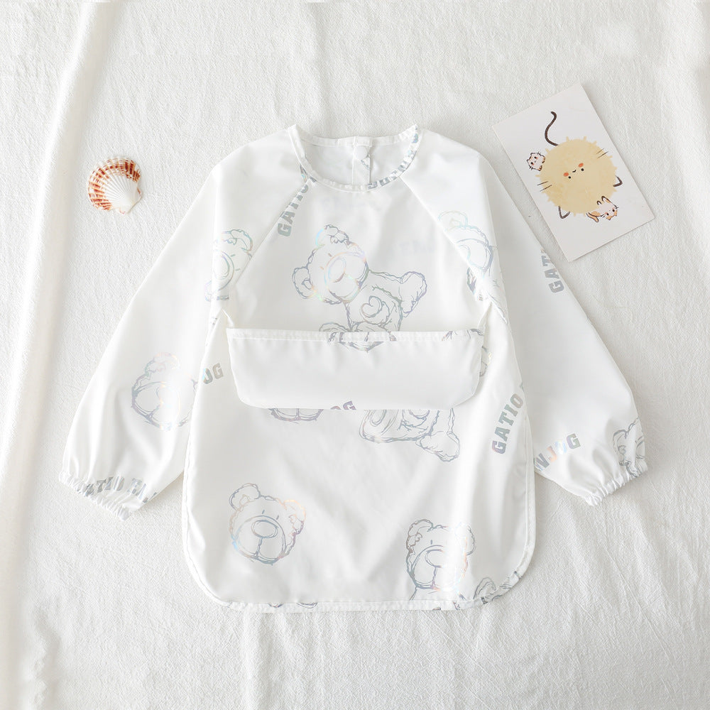 Long Sleeve PU Waterproof Bib 長袖 PU 防水 お食事エプロン【mh0012236】 silver bear / S mamahalo accessories よだれかけ