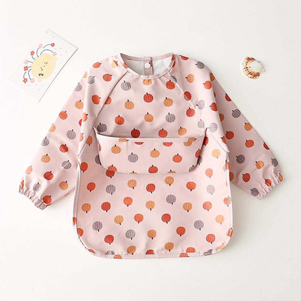 Long Sleeve PU Waterproof Bib 長袖 PU 防水 お食事エプロン【mh0012236】 stick pumpkin / S mamahalo accessories よだれかけ