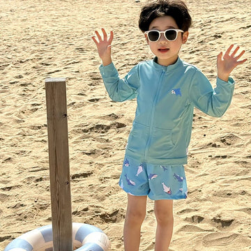 Long-Sleeve Shark Rash Guard Shorts Set スポーティー 長袖ラッシュガード ショートパンツ【mh0013340】 mamahalo kids ベビー用水着