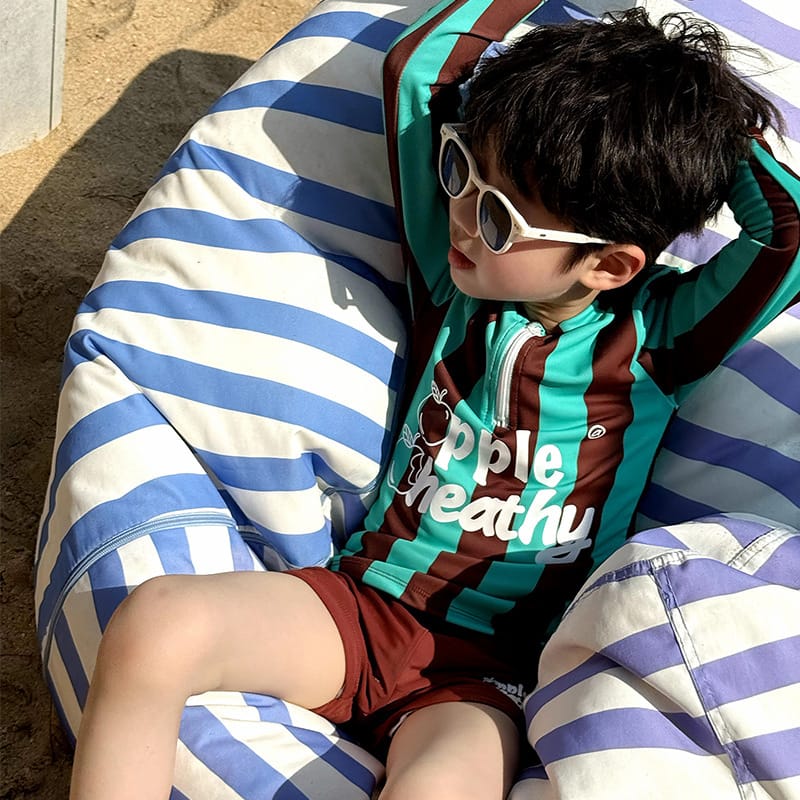 Long-Sleeve Striped Swimwear Shorts Set ストライプ 長袖ラッシュガード ショートパンツ【mh0013341】 mamahalo kids ベビー用水着