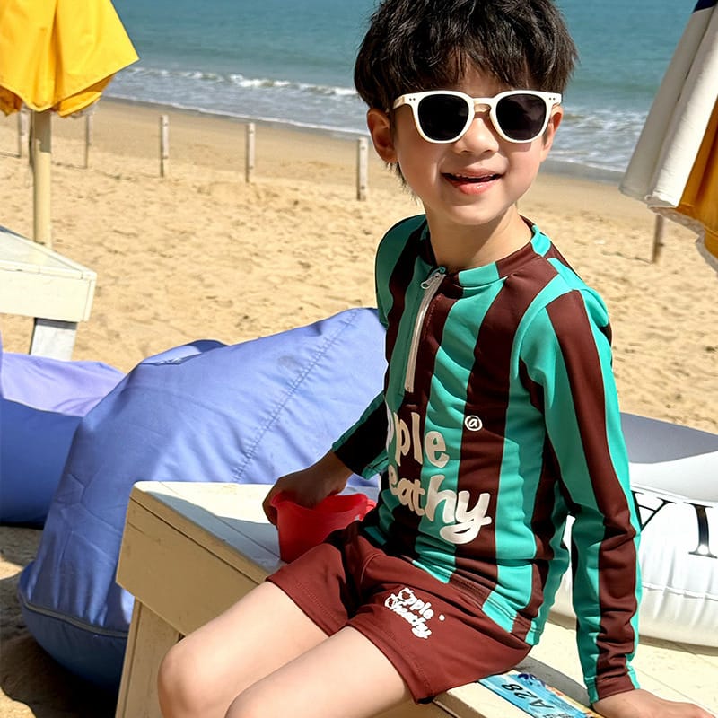 Long-Sleeve Striped Swimwear Shorts Set ストライプ 長袖ラッシュガード ショートパンツ【mh0013341】 mamahalo kids ベビー用水着