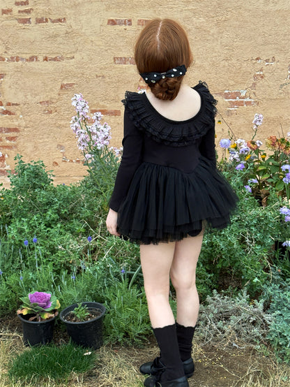 Long-sleeved Knit Mesh Ballet Dress チュール 長袖ワンピース【mh0012418】 mamahalo shop