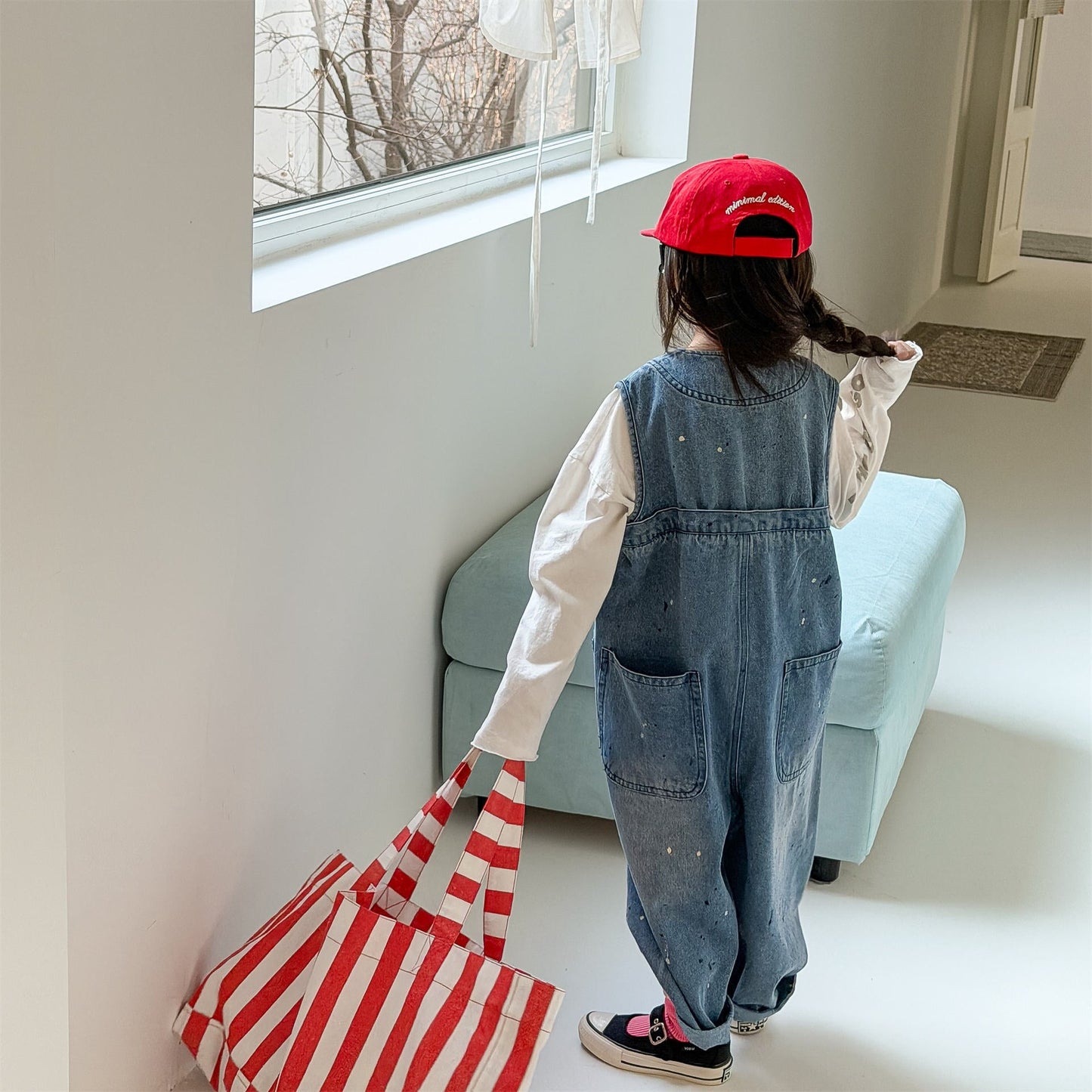 Loose Sleeveless Denim Jumpsuit デニム ワイド サロペット オールインワン【mh0012460】 ADbaby ノースリーブジャンプスーツ