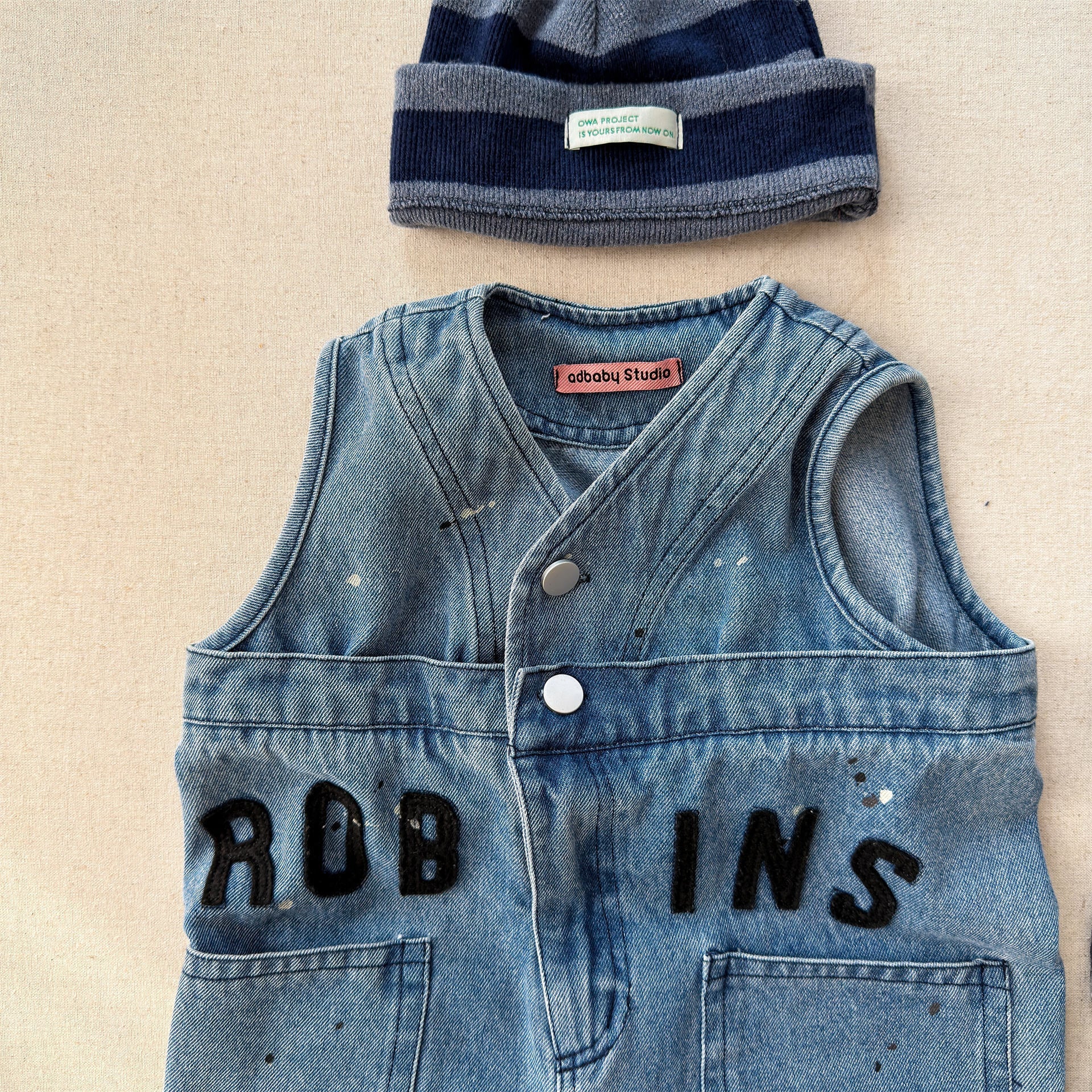 Loose Sleeveless Denim Jumpsuit デニム ワイド サロペット オールインワン【mh0012460】 ADbaby ノースリーブジャンプスーツ