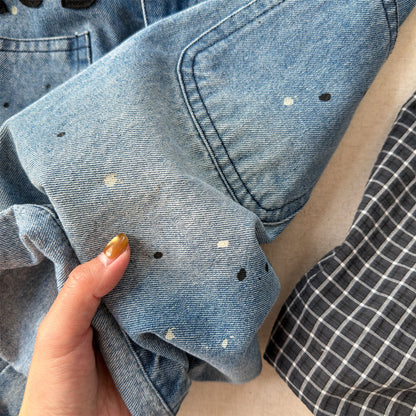 Loose Sleeveless Denim Jumpsuit デニム ワイド サロペット オールインワン【mh0012460】 ADbaby ノースリーブジャンプスーツ