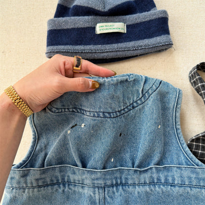 Loose Sleeveless Denim Jumpsuit デニム ワイド サロペット オールインワン【mh0012460】 ADbaby ノースリーブジャンプスーツ