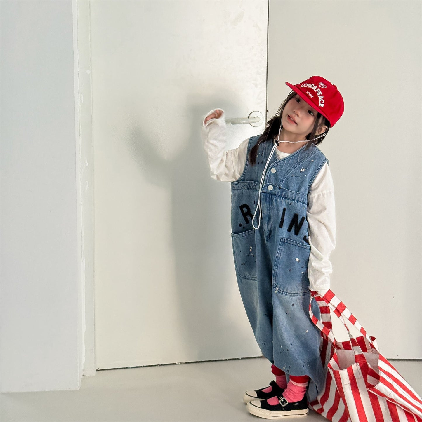 Loose Sleeveless Denim Jumpsuit デニム ワイド サロペット オールインワン【mh0012460】 ADbaby ノースリーブジャンプスーツ