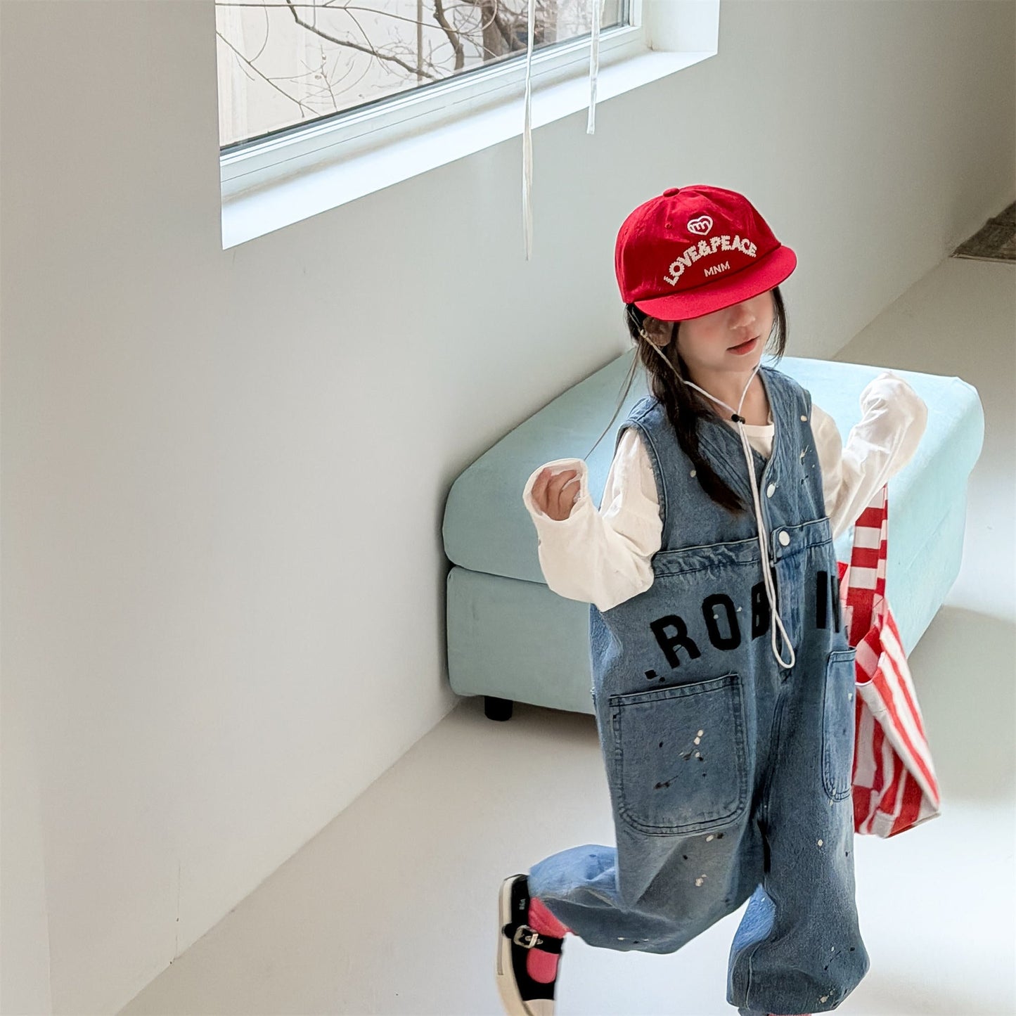 Loose Sleeveless Denim Jumpsuit デニム ワイド サロペット オールインワン【mh0012460】 ADbaby ノースリーブジャンプスーツ