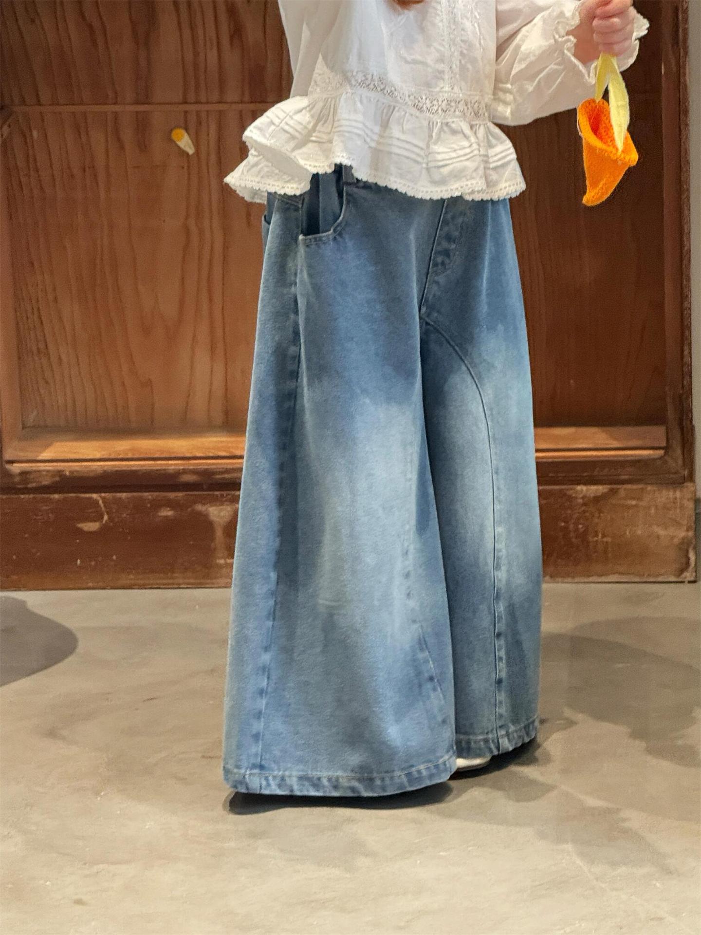 Loose Wide Leg Baggy Denim パッチワーク バギー デニムパンツ【mh0012315】 Blue / 90cm Jianzidan