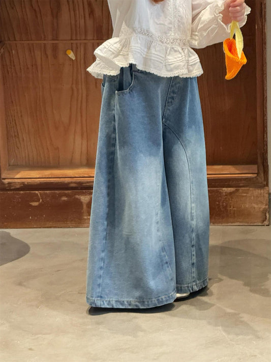 Loose Wide Leg Baggy Denim パッチワーク バギー デニムパンツ【mh0012315】 Blue / 90cm Jianzidan