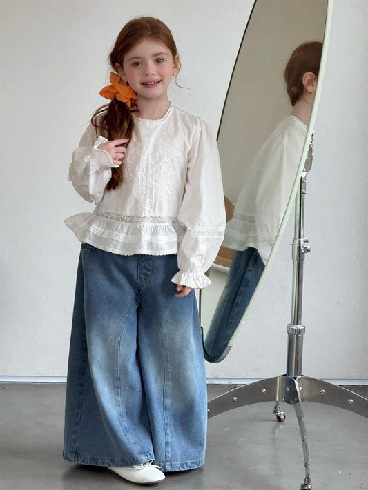 Loose Wide Leg Baggy Denim パッチワーク バギー デニムパンツ【mh0012315】 Jianzidan