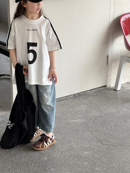 Loose Wide-Leg Jeans クロップド ワイドデニム【mh0013080】 mamahalo kids デニムパンツ