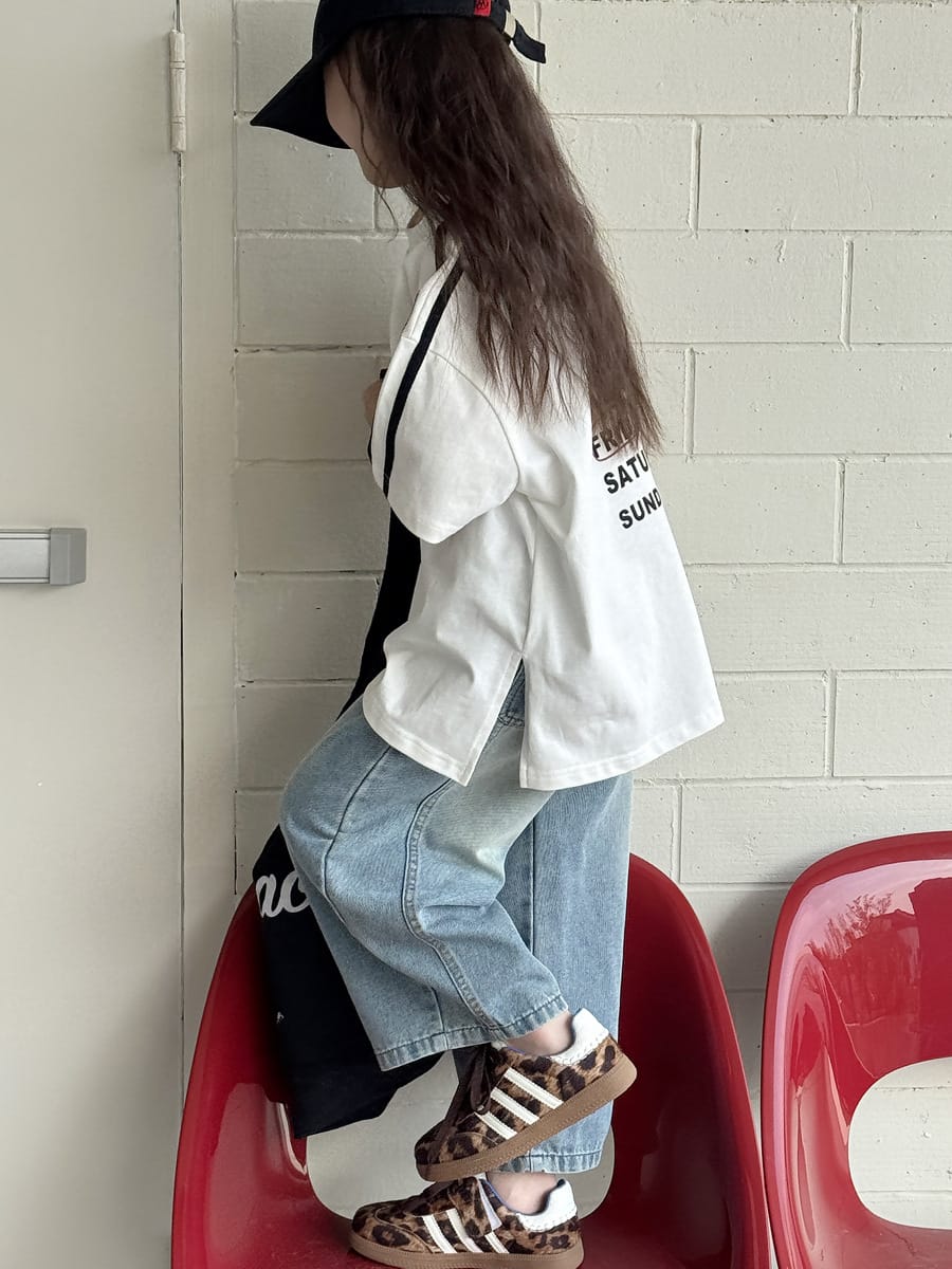 Loose Wide-Leg Jeans クロップド ワイドデニム【mh0013080】 mamahalo kids デニムパンツ