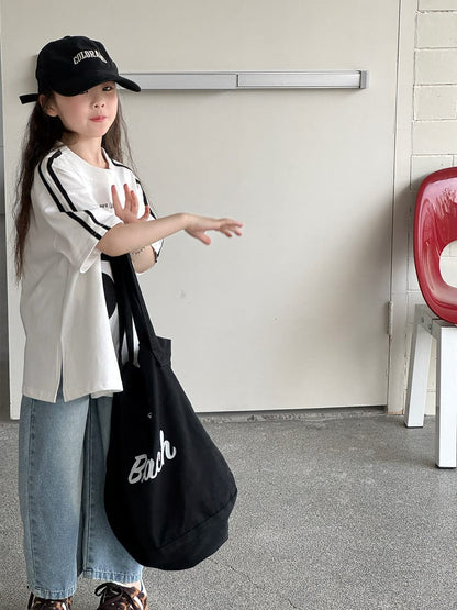 Loose Wide-Leg Jeans クロップド ワイドデニム【mh0013080】 mamahalo kids デニムパンツ