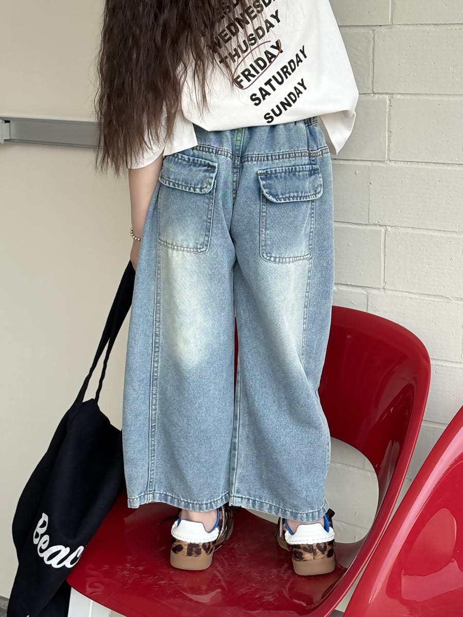 Loose Wide-Leg Jeans クロップド ワイドデニム【mh0013080】 mamahalo kids デニムパンツ