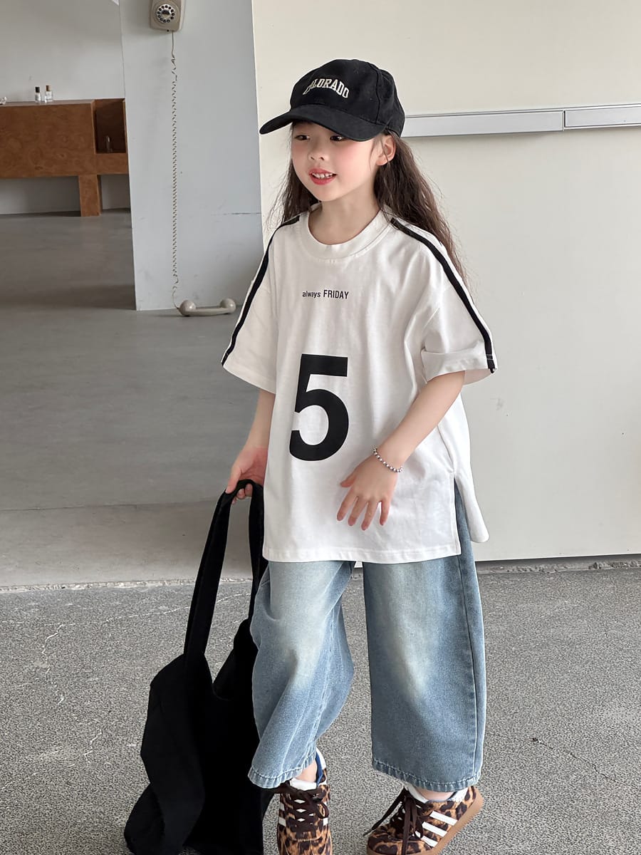 Loose Wide-Leg Jeans クロップド ワイドデニム【mh0013080】 mamahalo kids デニムパンツ