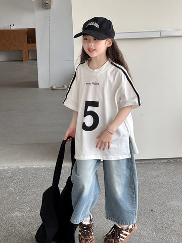 Loose Wide-Leg Jeans クロップド ワイドデニム【mh0013080】 mamahalo kids デニムパンツ