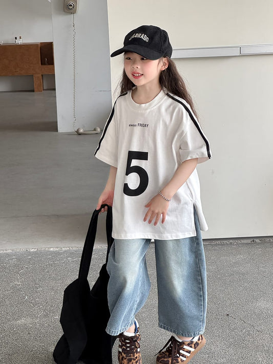Loose Wide-Leg Jeans クロップド ワイドデニム【mh0013080】 mamahalo kids デニムパンツ